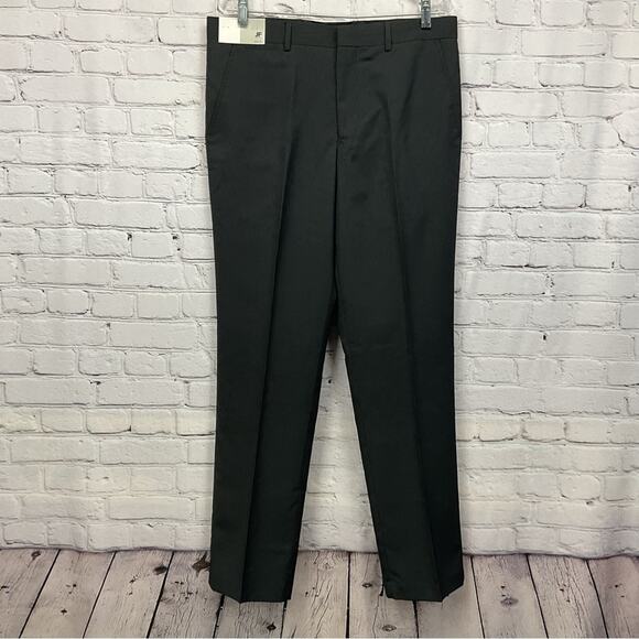 JF J. Ferrar Dress Pant Men's 34 x 32 Black/Gray Pin Stripe Slim Fit Flat Front - Picture 5 of 9
